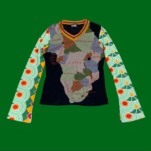 Rare Vintage Y2K Africa Map Graphic TShirt S